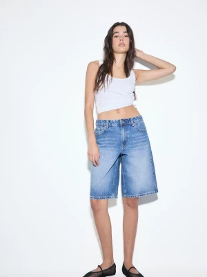 Obrázek produktu Stradivarius Baggy Džínové Bermudy Přebarvená Modrá