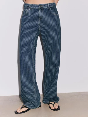 Obrázek produktu Stradivarius Baggy Džíny Mid Waist S Pruhy Světle Modrá