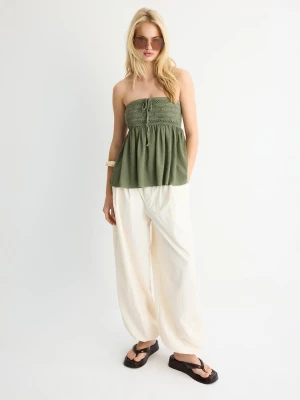 Obrázek produktu Stradivarius Bandeau Top Háčkováním Olive Green S