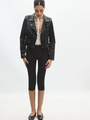 Obrázek produktu Stradivarius Biker Bunda Páskem Z Imitace Kůže Black S