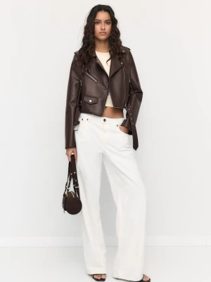 Obrázek produktu Stradivarius Biker Bunda S Páskem Z Imitace Kůže Brown