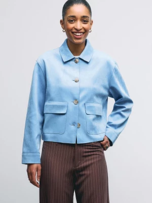 Obrázek produktu Stradivarius Bunda Kapsami Z Imitace Semiše Sky Blue S