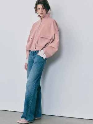 Obrázek produktu Stradivarius Bunda S Balónovým Efektem Z Imitace Semiše Pastel Pink
