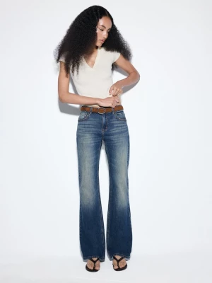 Obrázek produktu Stradivarius D68 Jeans Bootcut Střih S Páskem Přebarvená Modrá