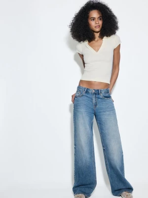 Obrázek produktu Stradivarius D91 Jeans Low Wide Leg Přebarvená Modrá