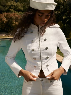Obrázek produktu Stradivarius Denimové Sako Vojenského Stylu White