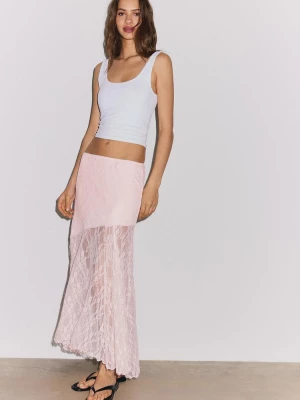 Obrázek produktu Stradivarius Dlouhá Krajková Sukně Pastel Pink