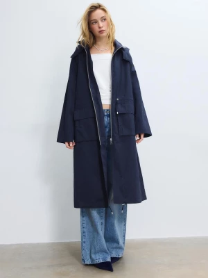 Obrázek produktu Stradivarius Dlouhá Splývavá Parka Navy Blue