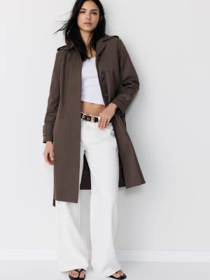 Obrázek produktu Stradivarius Dlouhý Trenčkot Jednoduchým Zapínáním Brown S
