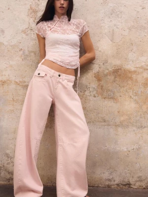 Obrázek produktu Stradivarius Džíny Barrel Low Waist Pastel Pink
