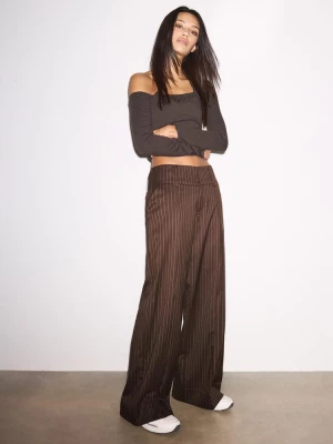 Obrázek produktu Stradivarius Elegantní Kalhoty S Proužkovaným Pasovým Límcem Brown