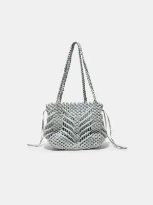 Obrázek produktu Stradivarius Háčkovaná Shopper Kabelka S Metalickým Vláknem Grey