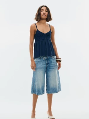 Obrázek produktu Stradivarius Háčkovaný Top S Volány Navy Blue