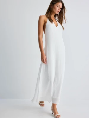 Obrázek produktu Stradivarius Halter Midi Šaty Z Bambulky White