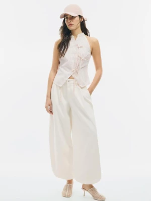 Obrázek produktu Stradivarius Halter Top Qipao S Uzly, Pomačkaný Vzhled Vanilla