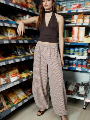Obrázek produktu Stradivarius Halter Top Řasením A Zavazováním U Krku Brown S