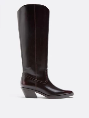 Obrázek produktu Stradivarius Hladké Hnědé Kovbojské Kozačky Burgundy
