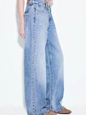 Obrázek produktu Stradivarius Jeans Low Waist Wide Leg S Ozdobným Knoflíkem Světle Modrá