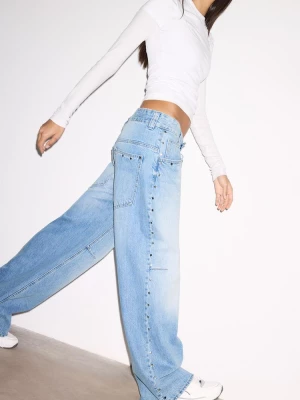 Obrázek produktu Stradivarius Jeans Super Baggy S Hvězdami Po Stranách Světle Modrá