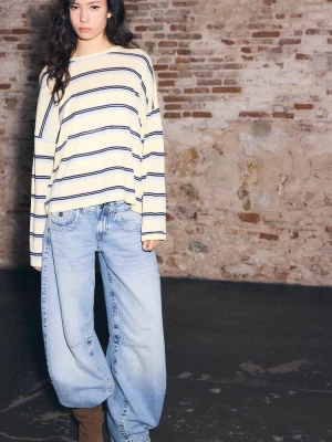 Obrázek produktu Stradivarius Jemný Proužkovaný Úpletový Svetr Pastel Yellow