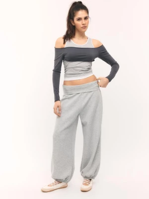 Obrázek produktu Stradivarius Jogger Kalhoty Balonového Střihu S Měkkým Pasem S Ohrnutím Grey Melange
