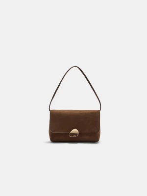 Obrázek produktu Stradivarius Kabelka S Asymetrickým Kovovým Zapínáním A Semišovým Efektem Brown