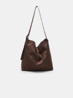 Obrázek produktu Stradivarius Kabelka Vak Z Imitace Semiše S Detailem Řemínku Brown