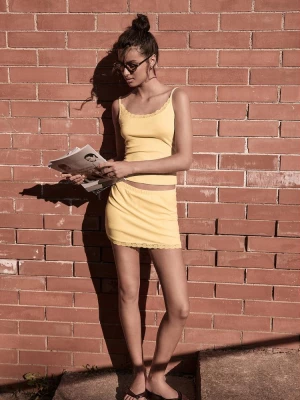 Obrázek produktu Stradivarius Kalhotová Sukně S Krajkou Pastel Yellow