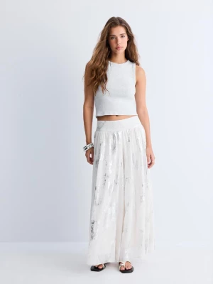 Obrázek produktu Stradivarius Kalhoty Culottes S Fóliovým Potiskem Ecru