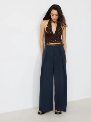 Obrázek produktu Stradivarius Kalhoty S Maxi Záševky A Páskem Dark Blue