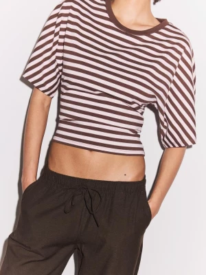 Obrázek produktu Stradivarius Kalhoty Se Šňůrkami Lněného Vzhledu Brown