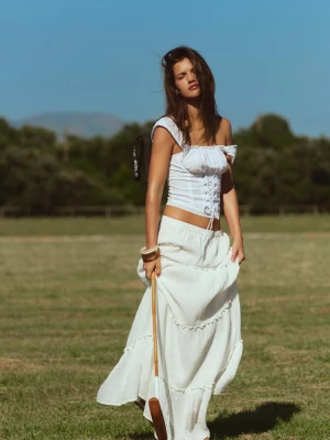 Obrázek produktu Stradivarius Korzetový Top Se Šněrováním White