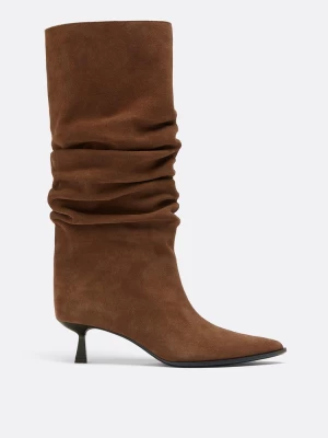 Obrázek produktu Stradivarius Kozačky Kitten Slouchy Kůže Béžová