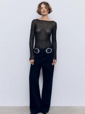 Obrázek produktu Stradivarius Krajkové Tričko Dlouhým Rukávem Black S