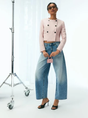 Obrázek produktu Stradivarius Krátké Sako S Kulatým Výstřihem Pastel Pink