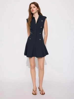 Obrázek produktu Stradivarius Krátké Šaty Bez Rukávů S Knoflíky Dark Blue