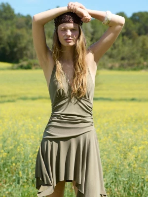 Obrázek produktu Stradivarius Krátké Šaty Cípatou Sukní Olive Green S