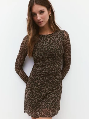 Obrázek produktu Stradivarius Krátké Šaty Z Tylu Potiskem Mid Beige S