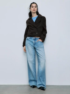 Obrázek produktu Stradivarius Krátký Dvouřadý Trenčkot Black