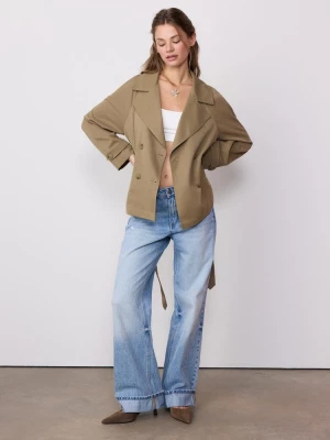 Obrázek produktu Stradivarius Krátký Splývavý Trenčkot Páskem Khaki S