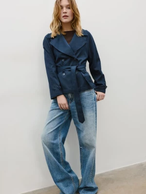 Obrázek produktu Stradivarius Krátký Splývavý Trenčkot S Páskem Navy Blue