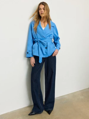 Obrázek produktu Stradivarius Krátký Splývavý Trenčkot Páskem Royal Blue S