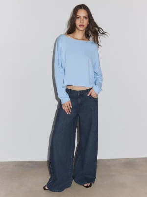 Obrázek produktu Stradivarius Krátký Svetr S Lodičkovým Výstřihem Sky Blue