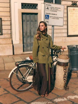 Obrázek produktu Stradivarius Krátký Trenčkot Vysokým Límcem Khaki S