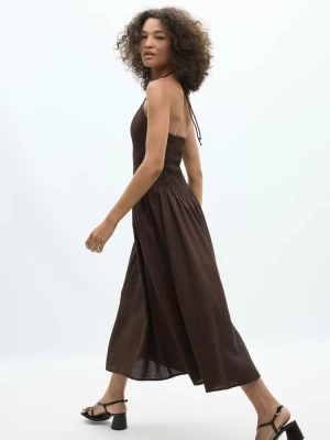 Obrázek produktu Stradivarius Midi Šaty S Halter Výstřihem A Korálky Brown