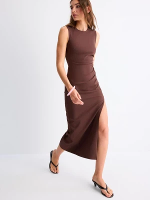 Obrázek produktu Stradivarius Midi Šaty Z Bengalínu Bez Rukávů Brown