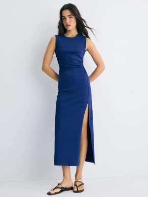 Obrázek produktu Stradivarius Midi Šaty Z Bengálské Látky Bez Rukávů Navy Blue