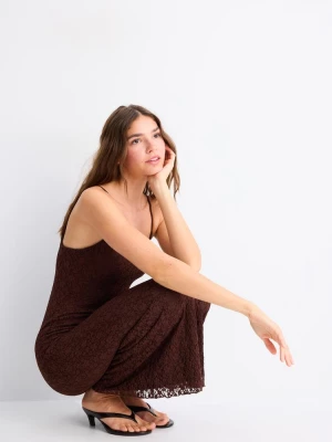 Obrázek produktu Stradivarius Midi Šaty Z Krajky Ramínky Brown S