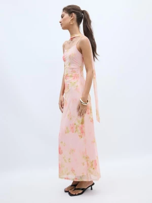 Obrázek produktu Stradivarius Midi Šaty Z Tylu Se Šátkovým Potiskem Pastel Pink