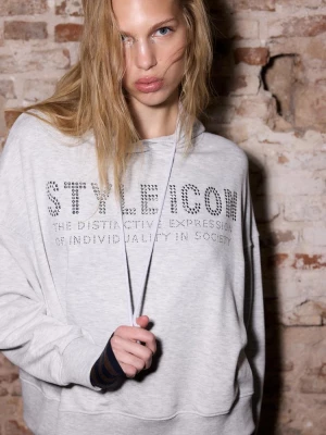 Obrázek produktu Stradivarius Mikina S Kapucí A Třpytkami Grey Melange